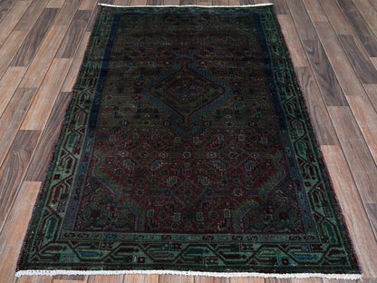 Overdyed 3'2" x 5'1" Vintage Hand knotted Wool Rug - Sku: O0868