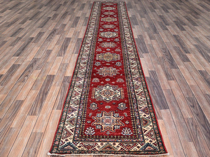 Red 2'7" x 13'2" Tribal Hand knotted Wool Rug - Sku: O086910