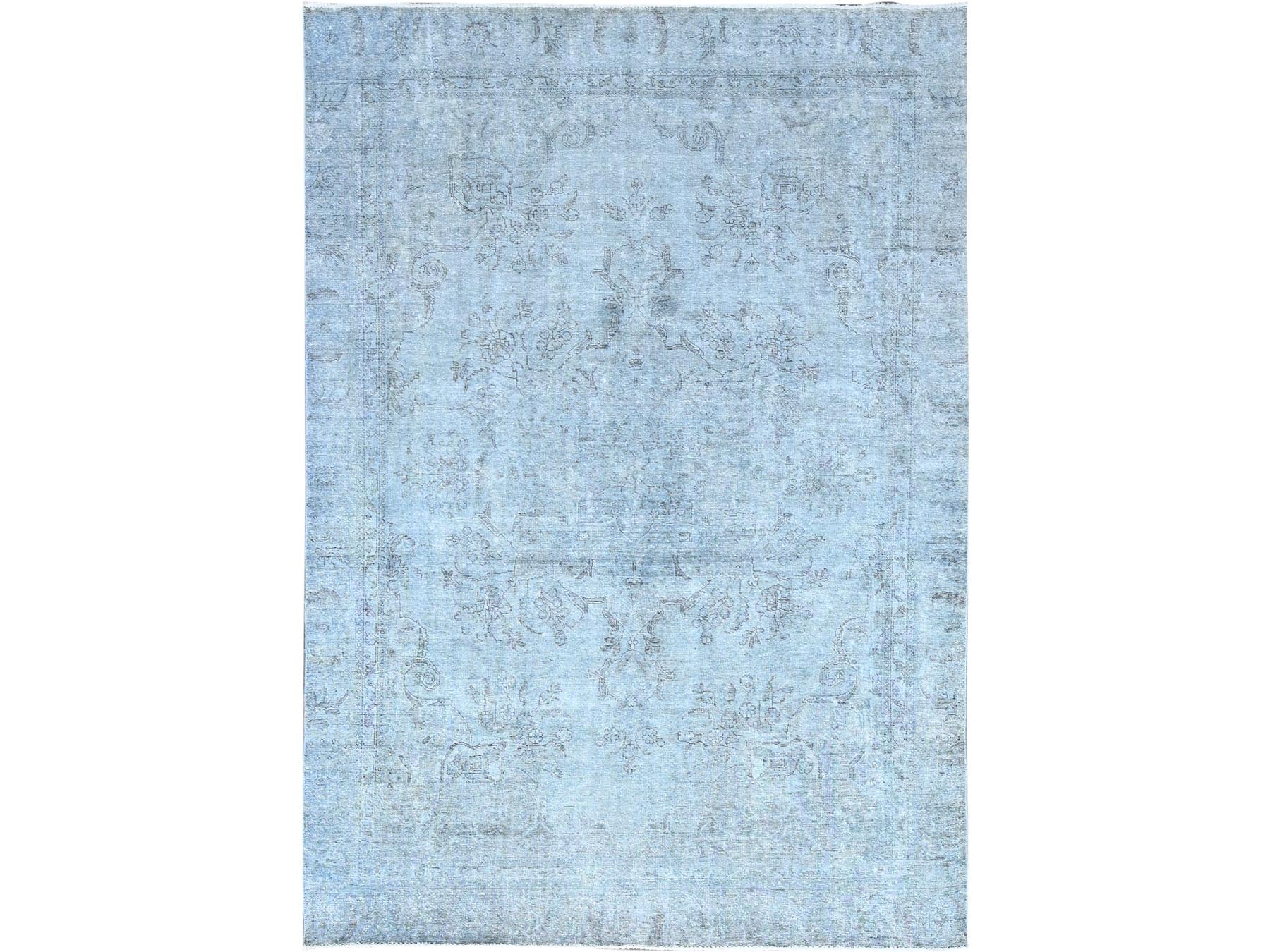 Tabriz Vintage hand-knotted wool rug in Blue, 7'10" x 9'9", SKU O086926
