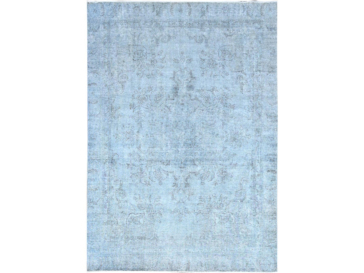 Tabriz Vintage hand-knotted wool rug in Blue, 7'10" x 9'9", SKU O086926