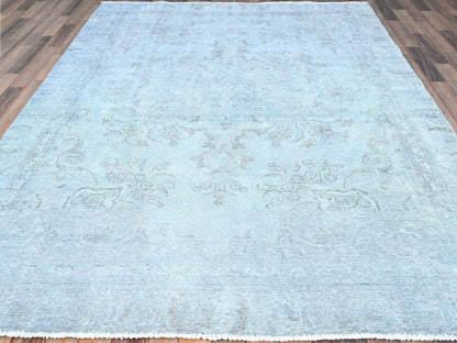 Tabriz Vintage hand-knotted wool rug in Blue, 7'10" x 9'9", SKU O086926