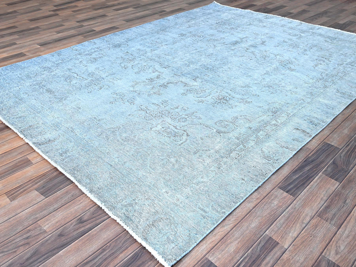 Tabriz Vintage hand-knotted wool rug in Blue, 7'10" x 9'9", SKU O086926