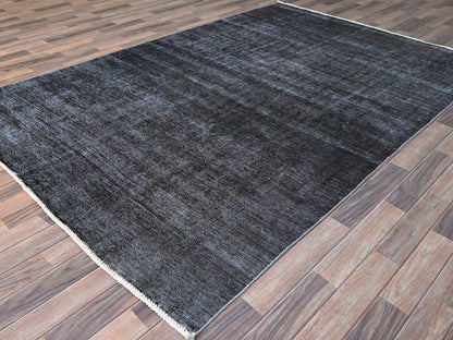 Tabriz Vintage hand-knotted wool rug in Black, 6'3" x 9'3", SKU O086927