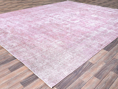 Pink 9'8" x 11'10" Vintage Hand knotted Wool Rug - Sku: O086929
