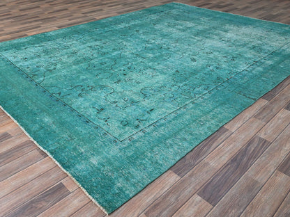 Overdyed 8'1" x 10'11" Vintage Hand knotted Wool Rug - Sku: O086932