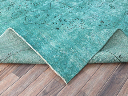 Overdyed 8'1" x 10'11" Vintage Hand knotted Wool Rug - Sku: O086932