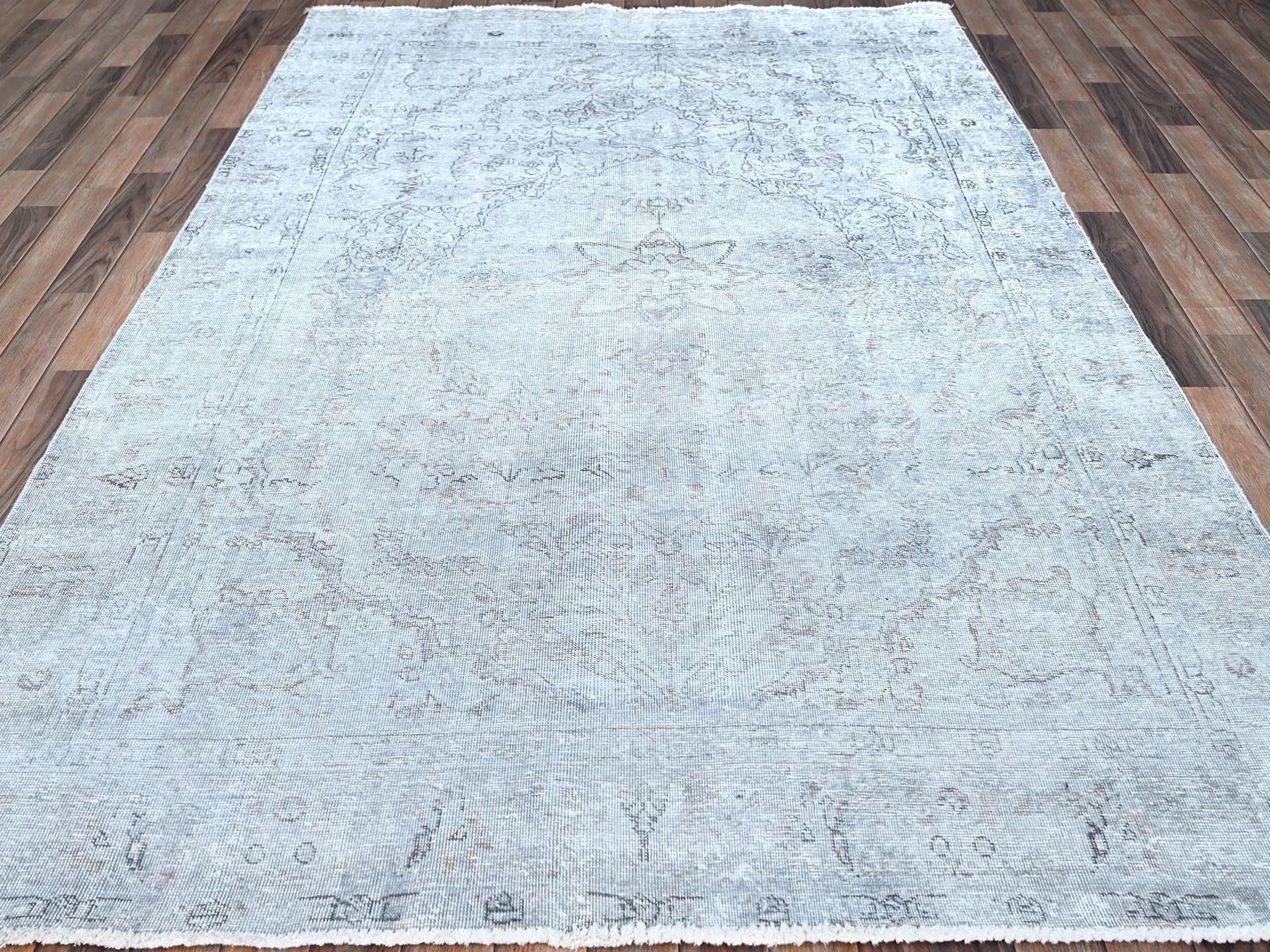 Gray 5'11" x 8'10" Vintage Hand knotted Wool Rug - Sku: O086937