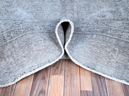 Grey 8'10" x 12'4" Vintage Hand knotted Wool Rug - Sku: O086940