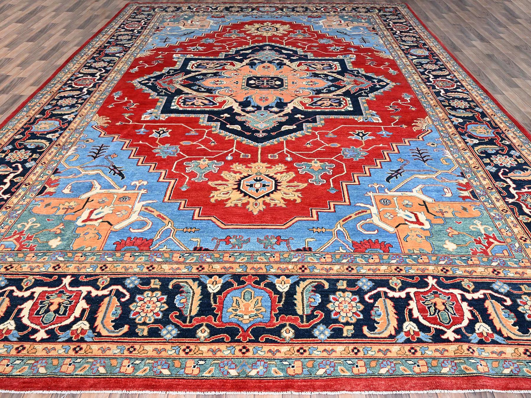 Heriz Traditional hand-knotted wool rug in Red, 12'0" x 17'2", SKU O086959