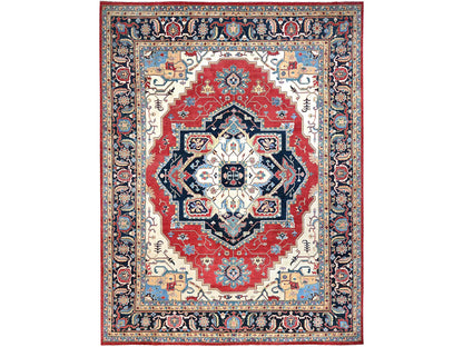 Red 12'1" x 15'9" Traditional Hand knotted Wool Rug - Sku: O086960