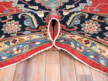 Red 12'1" x 15'9" Traditional Hand knotted Wool Rug - Sku: O086960