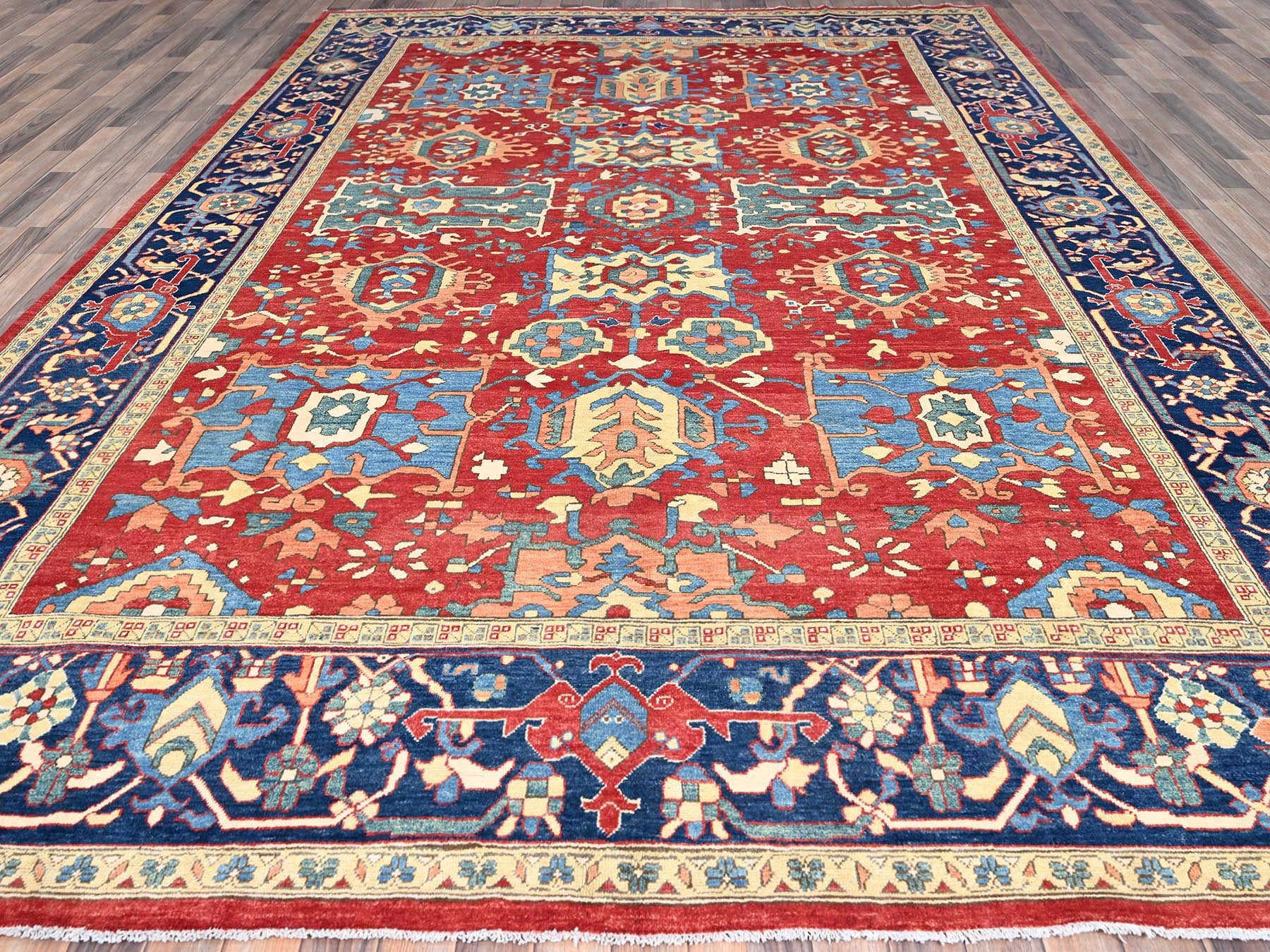 Heriz Traditional hand-knotted wool rug in Red, 9'10" x 13'1", SKU O086962