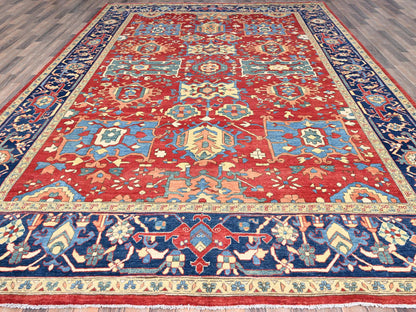 Heriz Traditional hand-knotted wool rug in Red, 9'10" x 13'1", SKU O086962