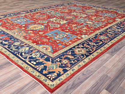 Red 9'10" x 13'1" Traditional Hand knotted Wool Rug - Sku: O086962