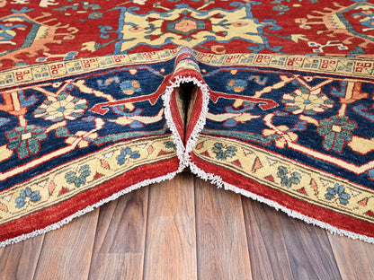 Red 9'10" x 13'1" Traditional Hand knotted Wool Rug - Sku: O086962