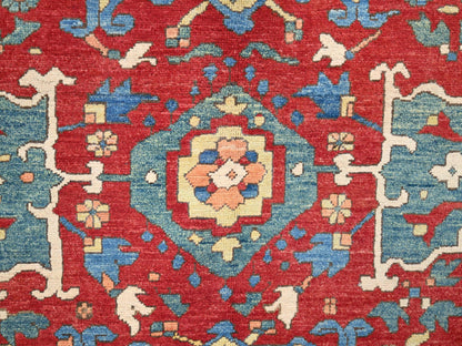 Heriz Traditional hand-knotted wool rug in Red, 9'10" x 13'1", SKU O086962