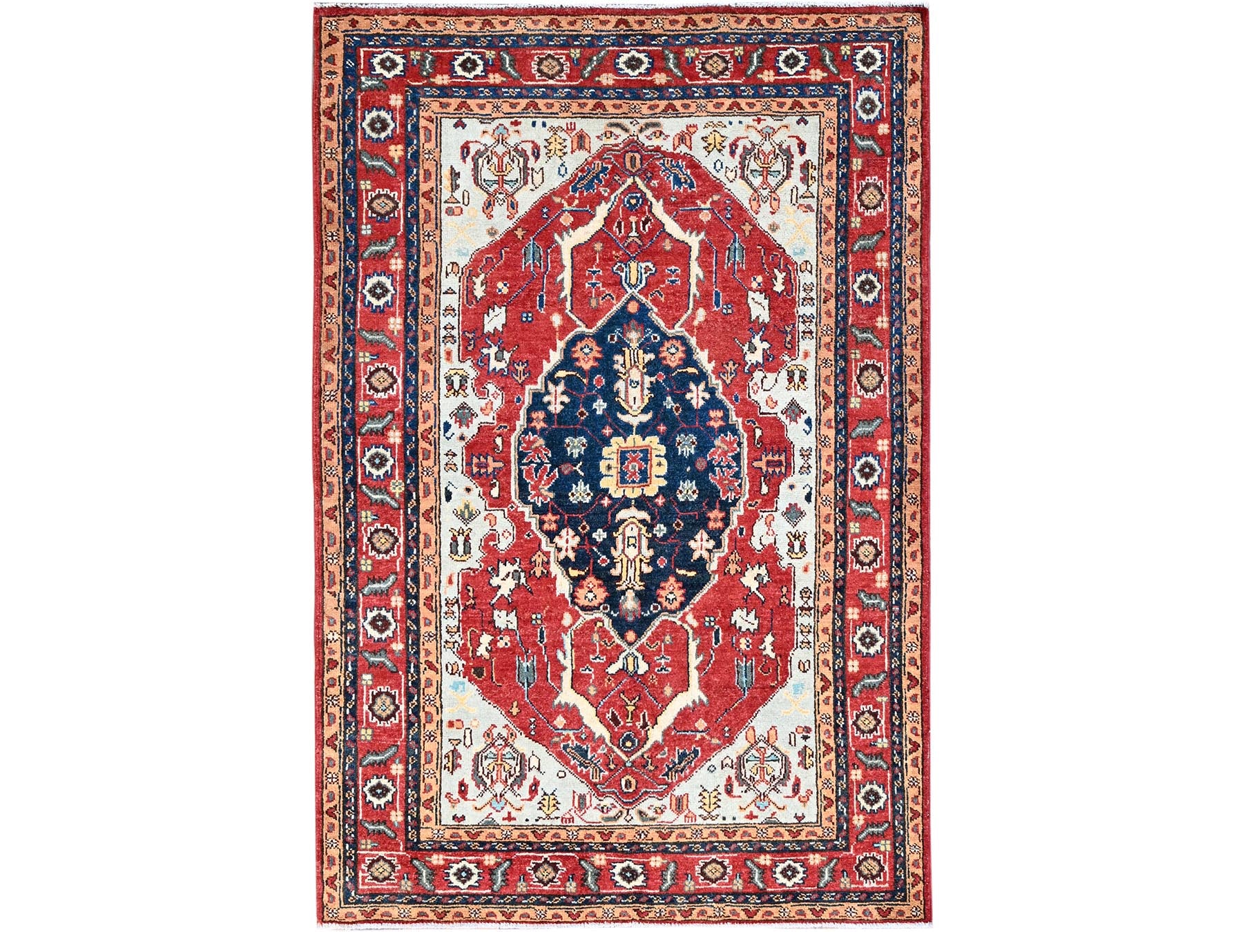 Heriz Traditional hand-knotted wool rug in Gray, 4'0" x 5'10", SKU O086967