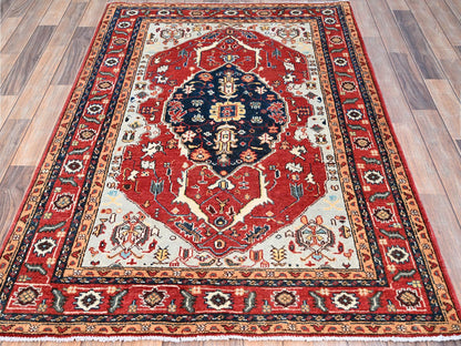 Grey 4'0" x 5'10" Traditional Hand knotted Wool Rug - Sku: O086967