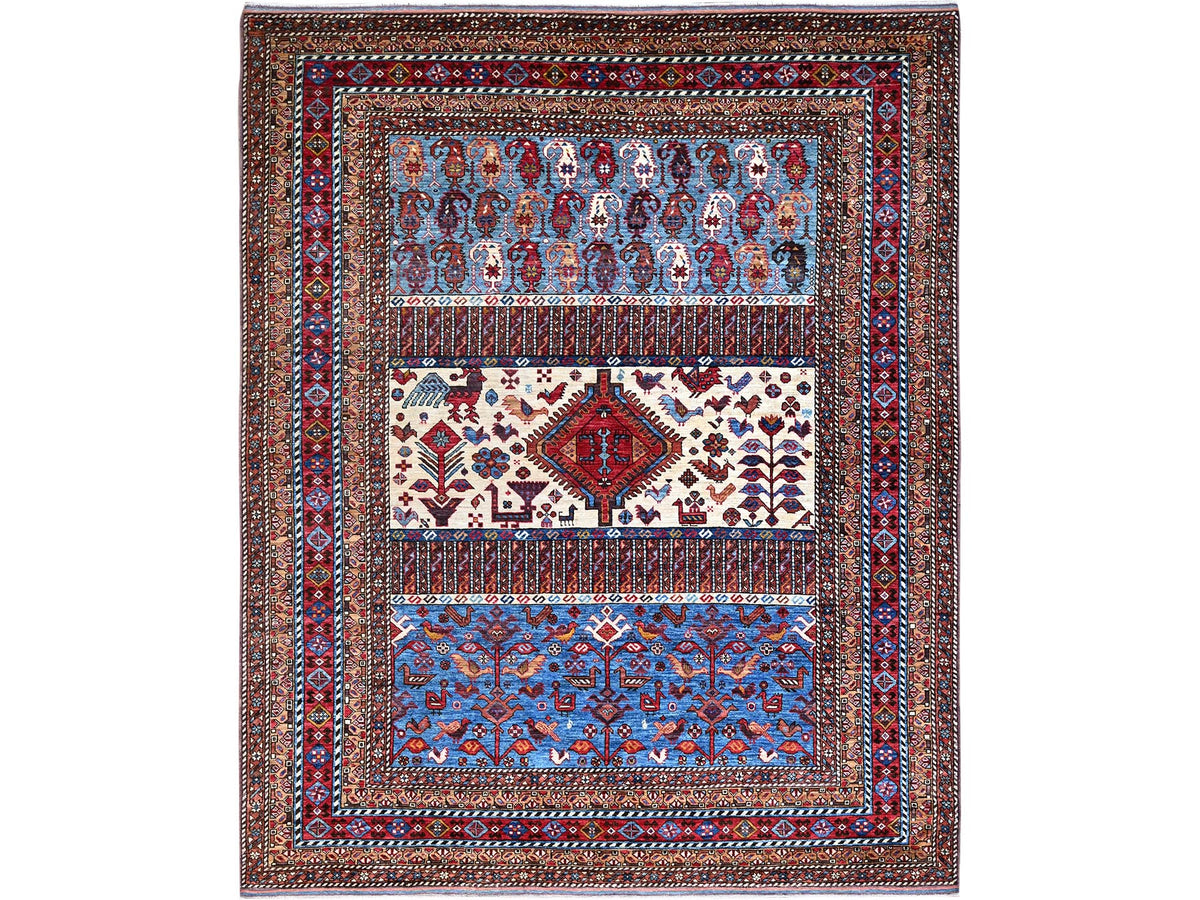 Tribal hand-knotted wool rug in Blue, 8'9" x 10'5", SKU O086977