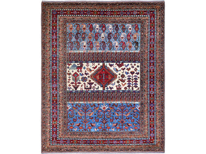 Tribal hand-knotted wool rug in Blue, 8'9" x 10'5", SKU O086977