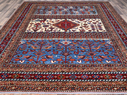 Tribal hand-knotted wool rug in Blue, 8'9" x 10'5", SKU O086977