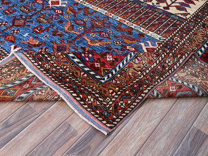 Tribal hand-knotted wool rug in Blue, 8'9" x 10'5", SKU O086977