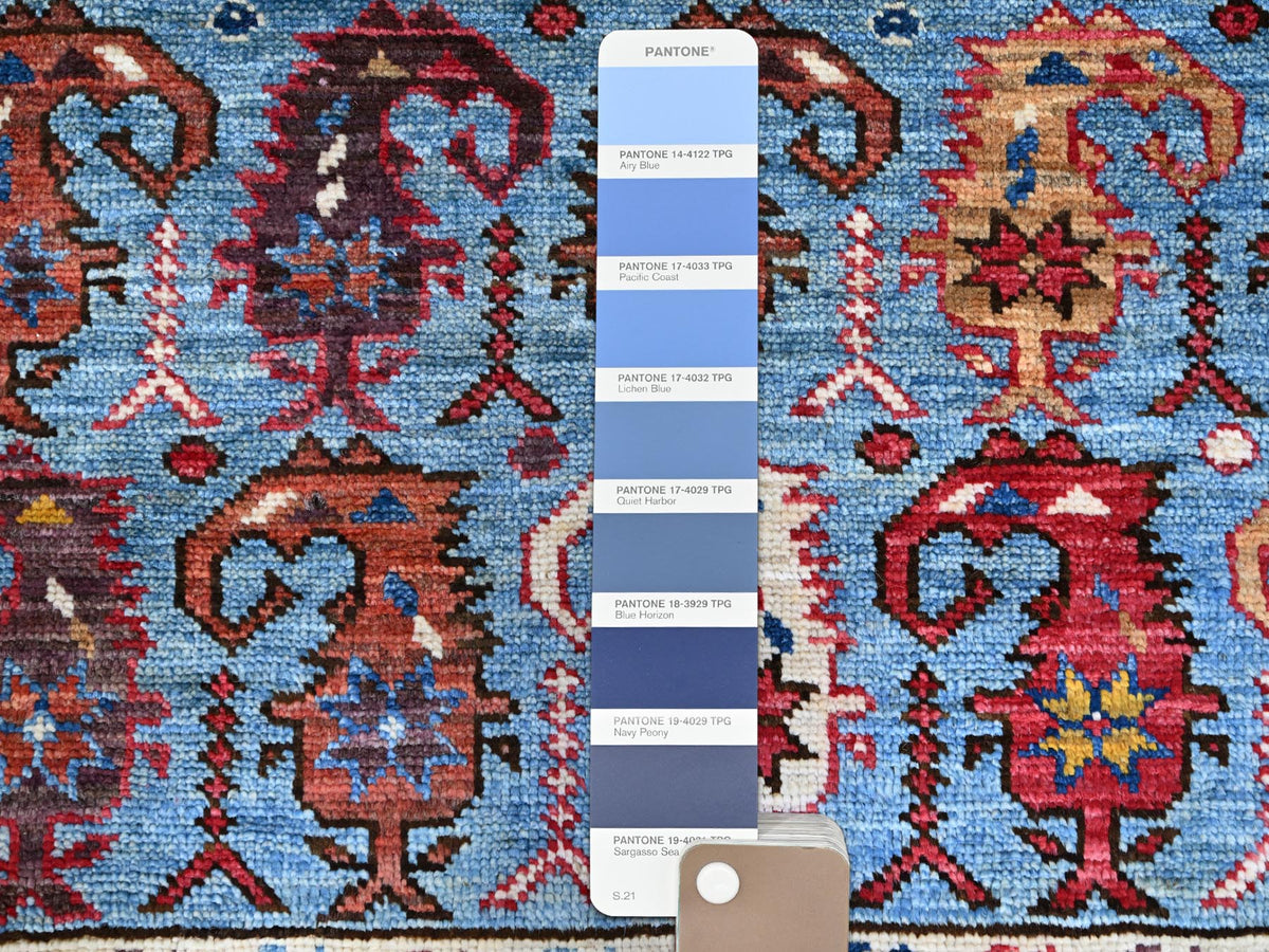 Tribal hand-knotted wool rug in Blue, 8'9" x 10'5", SKU O086977
