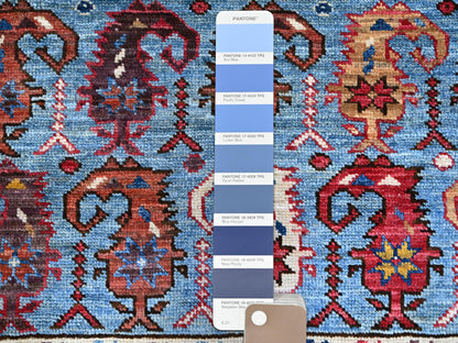 Tribal hand-knotted wool rug in Blue, 8'9" x 10'5", SKU O086977