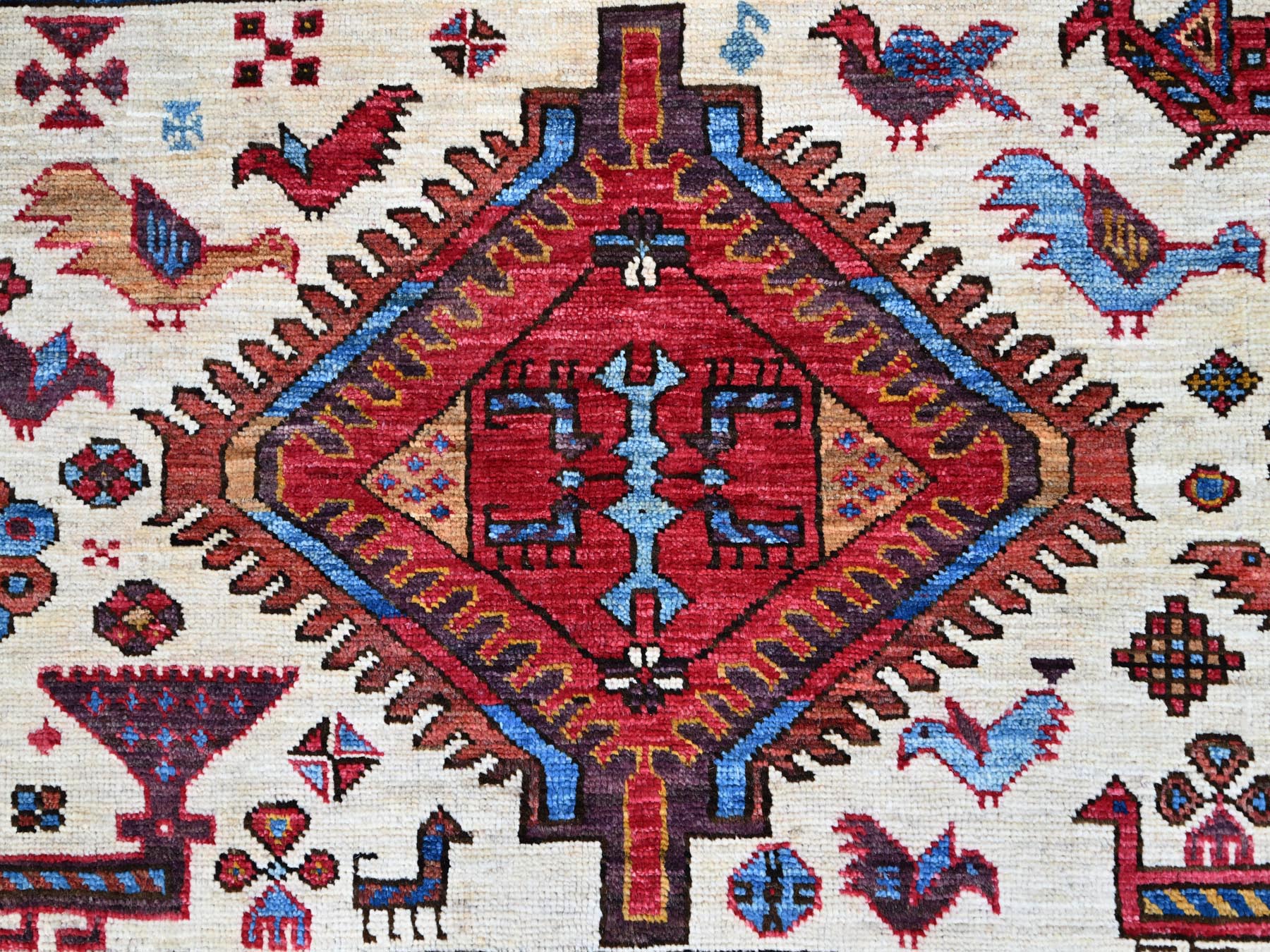 Tribal hand-knotted wool rug in Blue, 8'9" x 10'5", SKU O086977