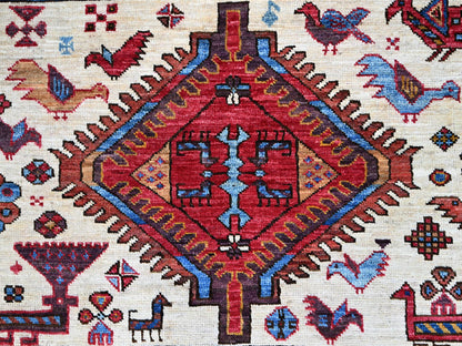 Tribal hand-knotted wool rug in Blue, 8'9" x 10'5", SKU O086977