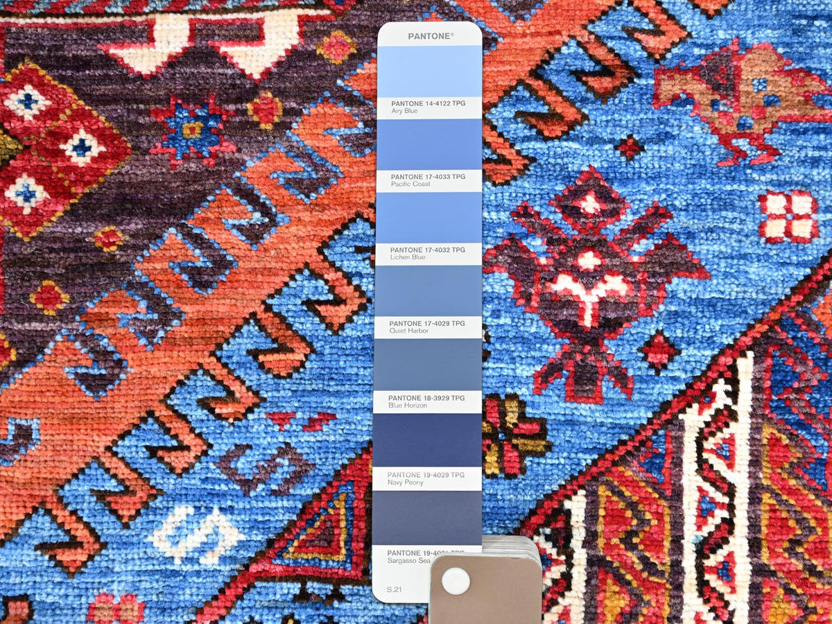 Tribal hand-knotted wool rug in Blue, 6'3" x 8'5", SKU O086978