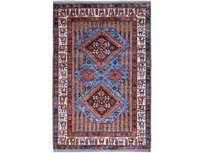 Tribal hand-knotted wool rug in Blue, 5'10" x 9'0", SKU O086981