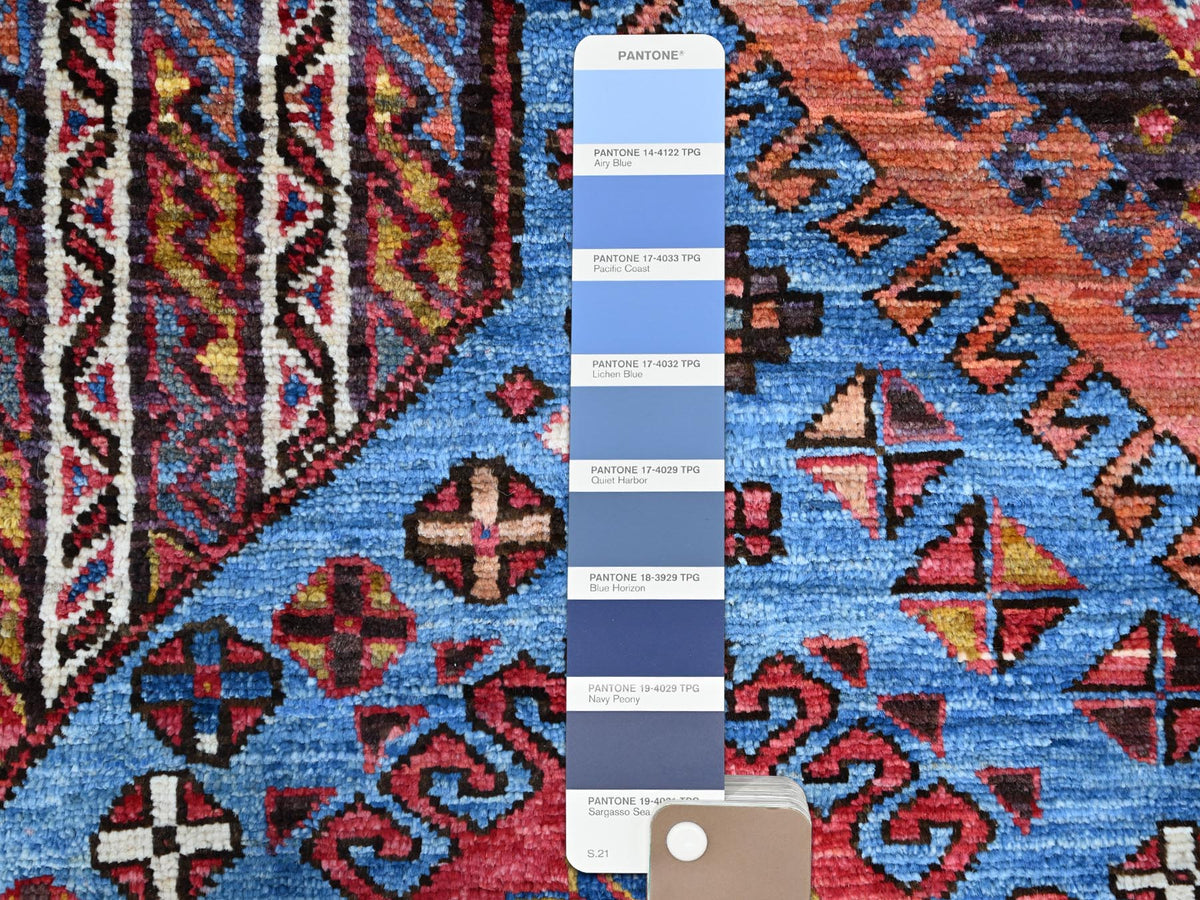 Tribal hand-knotted wool rug in Blue, 5'10" x 9'0", SKU O086981