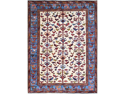 Ivory 5'11" x 7'8" Tribal Hand knotted Wool Rug - Sku: O086983