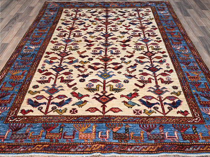 Ivory 5'11" x 7'8" Tribal Hand knotted Wool Rug - Sku: O086983