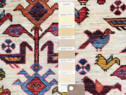 Ivory 5'11" x 7'8" Tribal Hand knotted Wool Rug - Sku: O086983