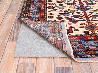 Ivory 3'8" x 5'4" Tribal Hand knotted Wool Rug - Sku: O086988