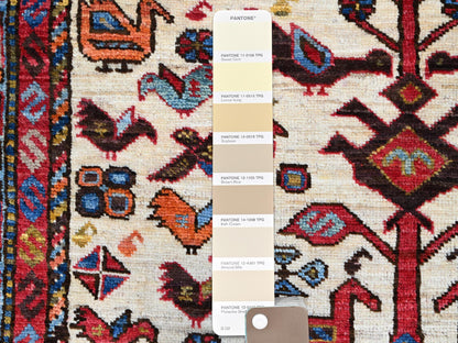 Ivory 3'8" x 5'4" Tribal Hand knotted Wool Rug - Sku: O086988