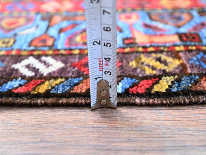 Ivory 3'7" x 5'3" Tribal Hand knotted Wool Rug - Sku: O086990