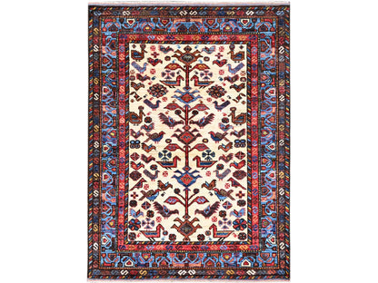 Ivory 3'6" x 4'10" Tribal Hand knotted Wool Rug - Sku: O086991