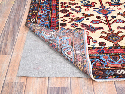 Ivory 3'6" x 4'10" Tribal Hand knotted Wool Rug - Sku: O086991