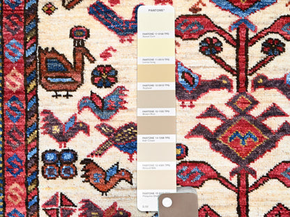 Ivory 3'6" x 4'10" Tribal Hand knotted Wool Rug - Sku: O086991