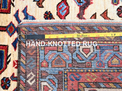 Ivory 3'6" x 4'10" Tribal Hand knotted Wool Rug - Sku: O086991