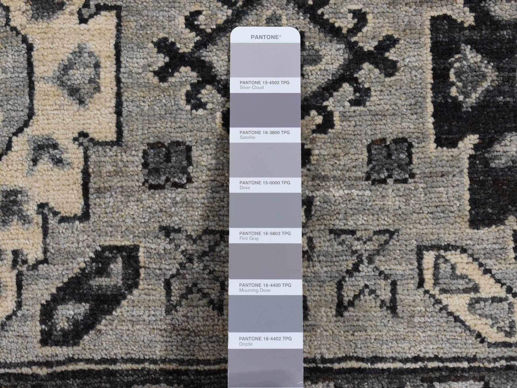 Peshawar Tribal & Geometric hand-knotted wool rug in Gray & Ivory, 6'2" x 9'2" — SKU O087001 (view 7)