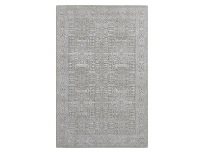 Modern / Contemporary hand-knotted wool/plant based silk rug in Gray, 5'9" x 9' — SKU O087003