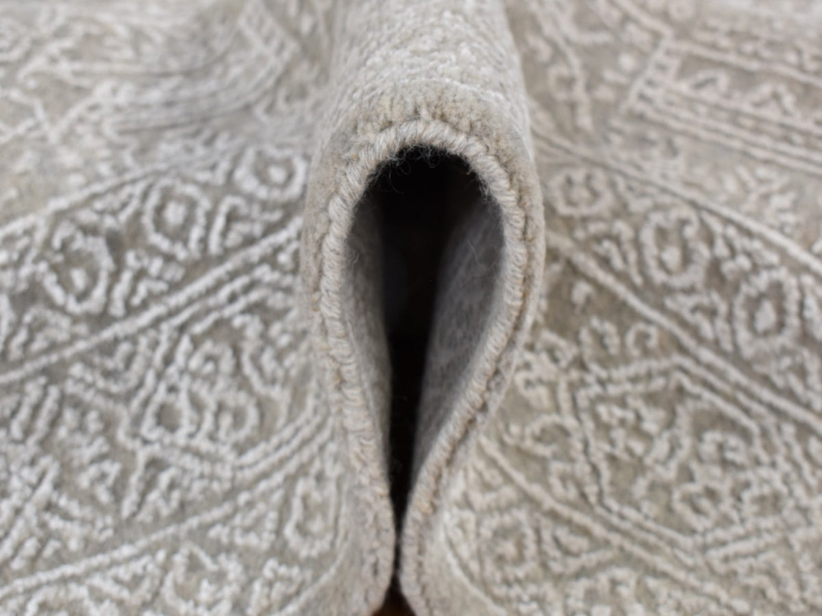 Modern / Contemporary hand-knotted wool/plant based silk rug in Gray, 5'9" x 9' — SKU O087003 (view 6)