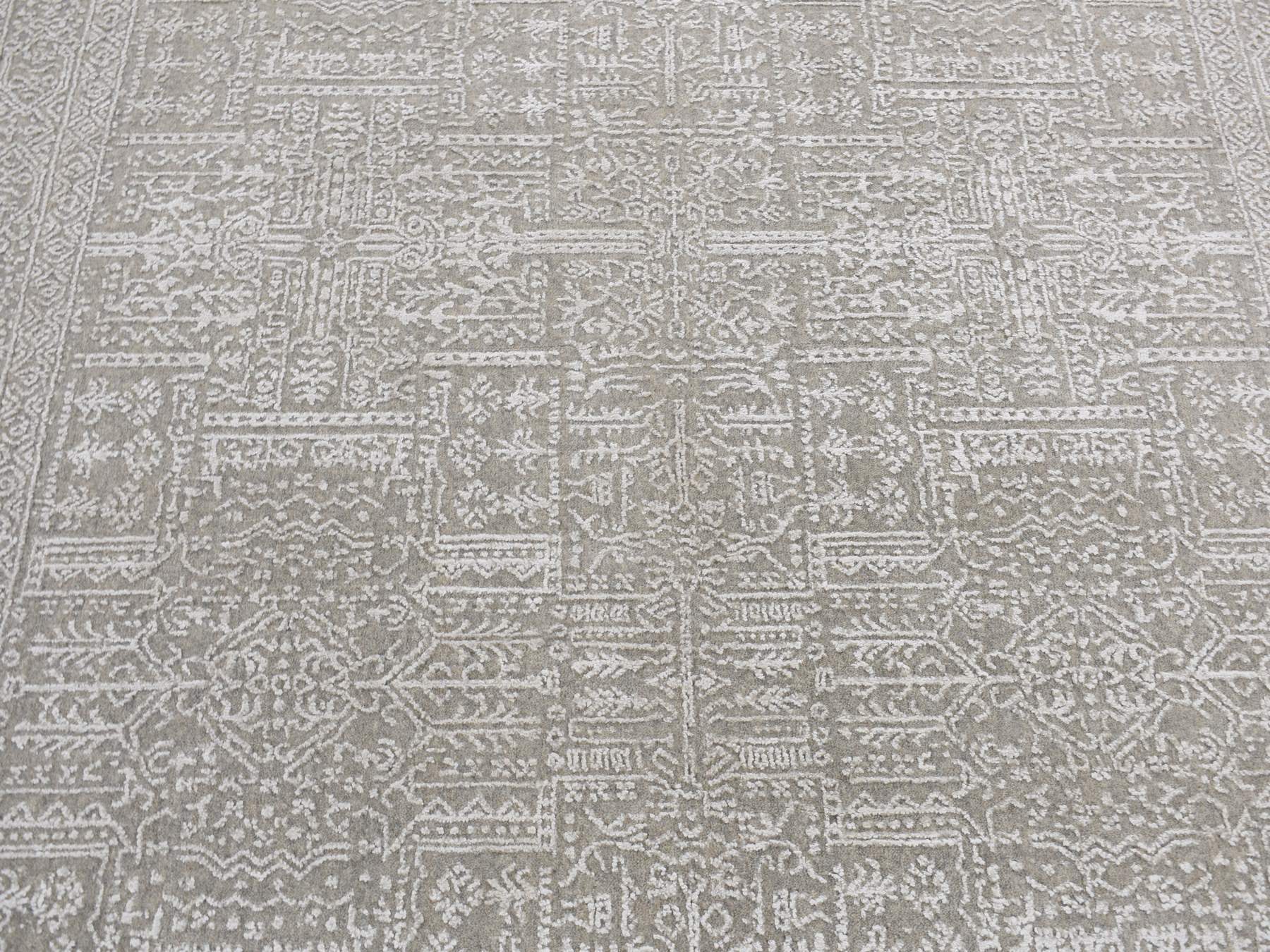 Modern / Contemporary hand-knotted wool/plant based silk rug in Gray, 5'9" x 9' — SKU O087003 (view 8)