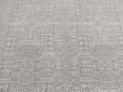 Modern / Contemporary hand-knotted wool/plant based silk rug in Gray, 5'9" x 9' — SKU O087003 (view 8)