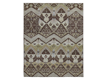 Brown 8'1" x 10'0" Tribal Hand knotted Wool Rug - Sku: O087007