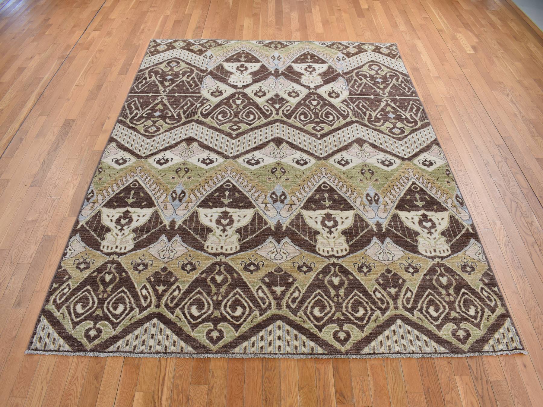 Tribal Tribal & Geometric hand-knotted wool rug in Brown, 8'1" x 10' — SKU O087007 (view 2)